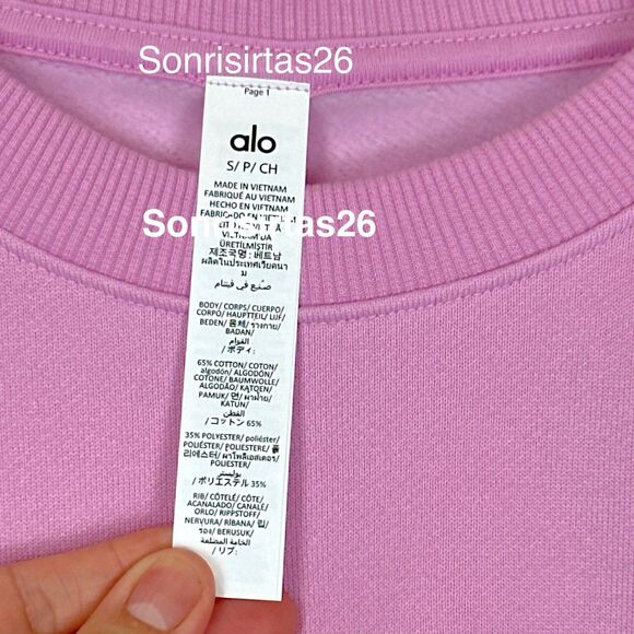 Alo Yoga Accolade Crew Neck Pullover Valentine’s Candy Heart Pink NWT Size S - Picture 8 of 16